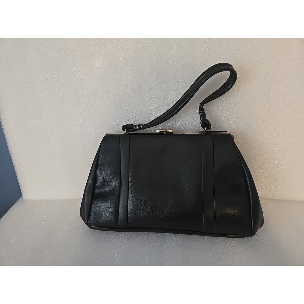Navy vintage handbag with brass closure - absolutely adorable!